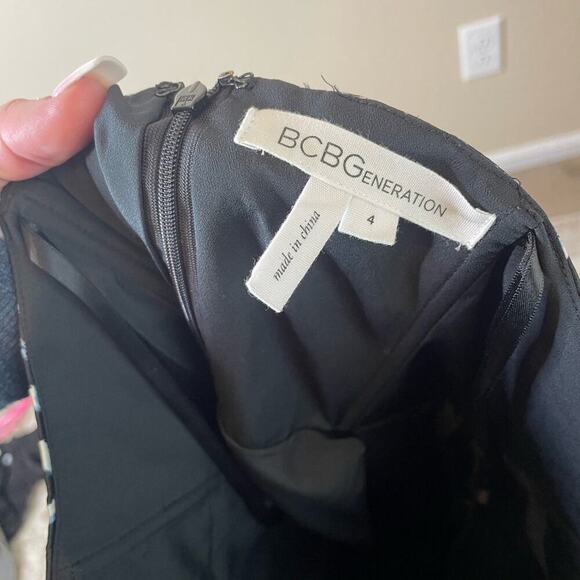 BCBG GENERATION Cheeta Print Cocktail mini Dress BLACK, blue, white SZ 4 in EUC - Picture 10 of 14